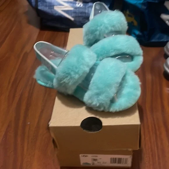 UGG Shoes Size1c True To Size Ocean Blue Fur Ugg Sandals